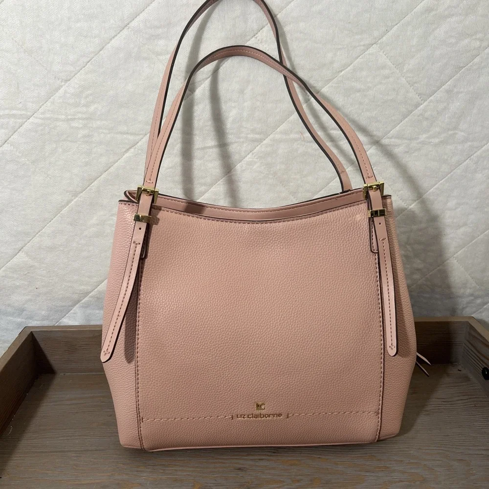 Liz Claiborne Large Light Pink  Faux‎ Leather Tote Purse Excellent Condition